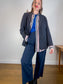 Simons Wool Blend Tweed Blazer in Navy (Size L)
