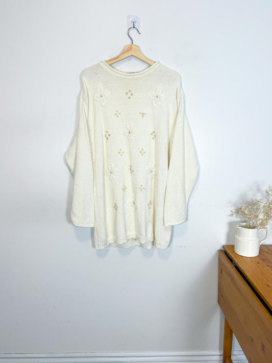 Vintage Liz Sport Embroidered Knit Sweater (Size M/L)