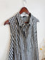 Lafayette 148 "Mariel Check Sleeveless Front Tie Blouse in White/Black" (Size L)