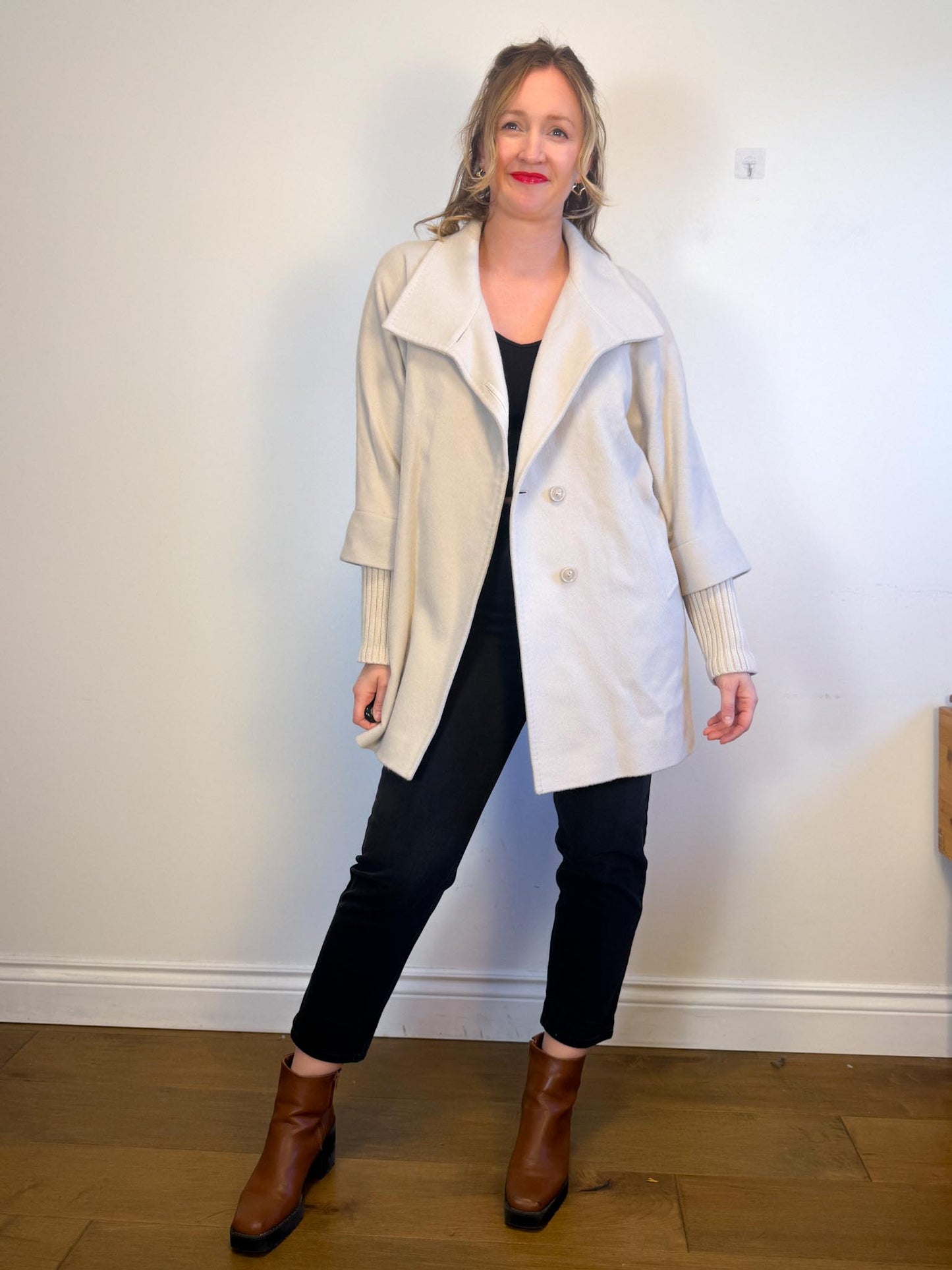 CINZIA ROCCA Designer Wool Peacoat in Grey (Size M/L)