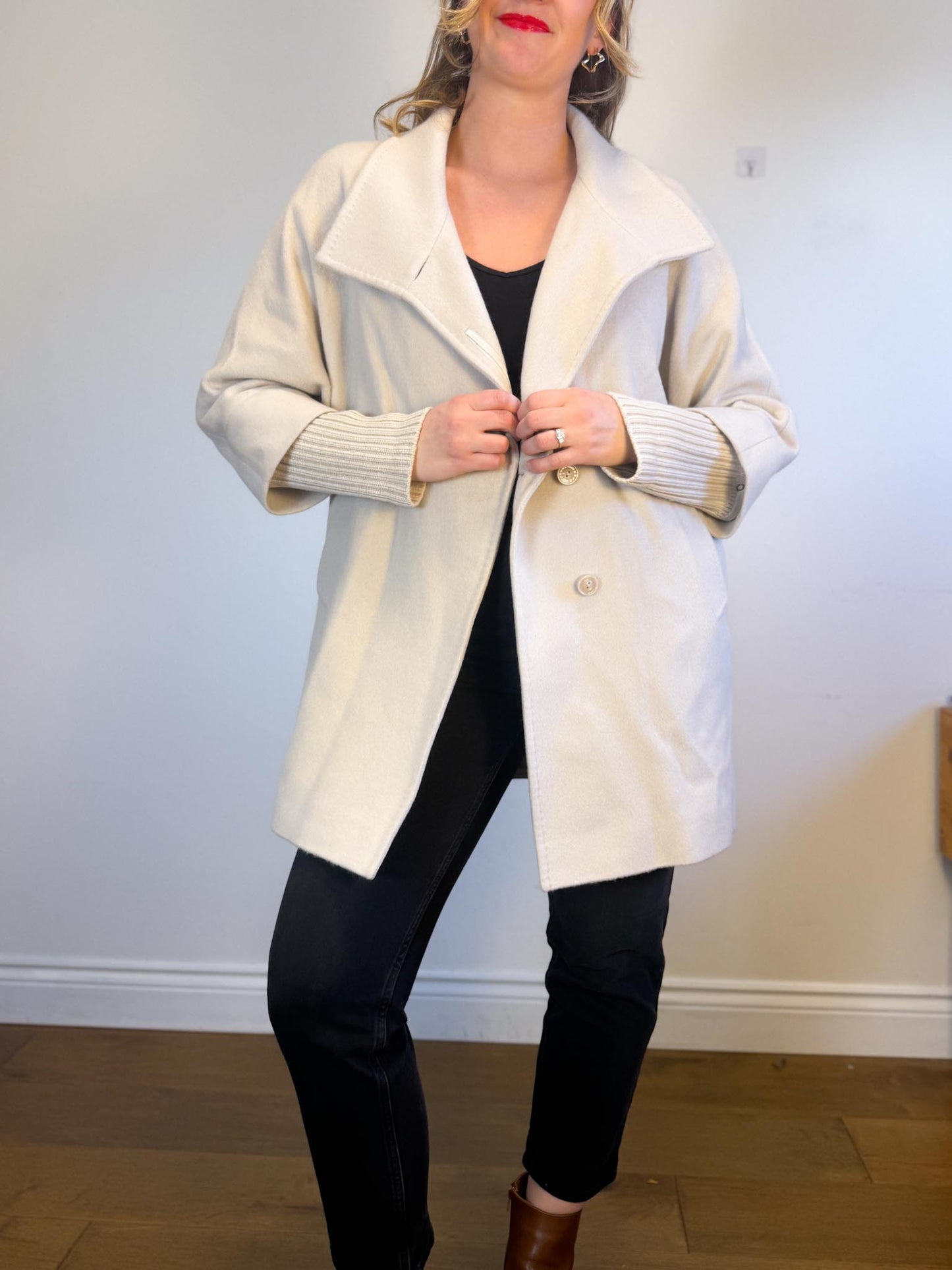 CINZIA ROCCA Designer Wool Peacoat in Grey (Size M/L)