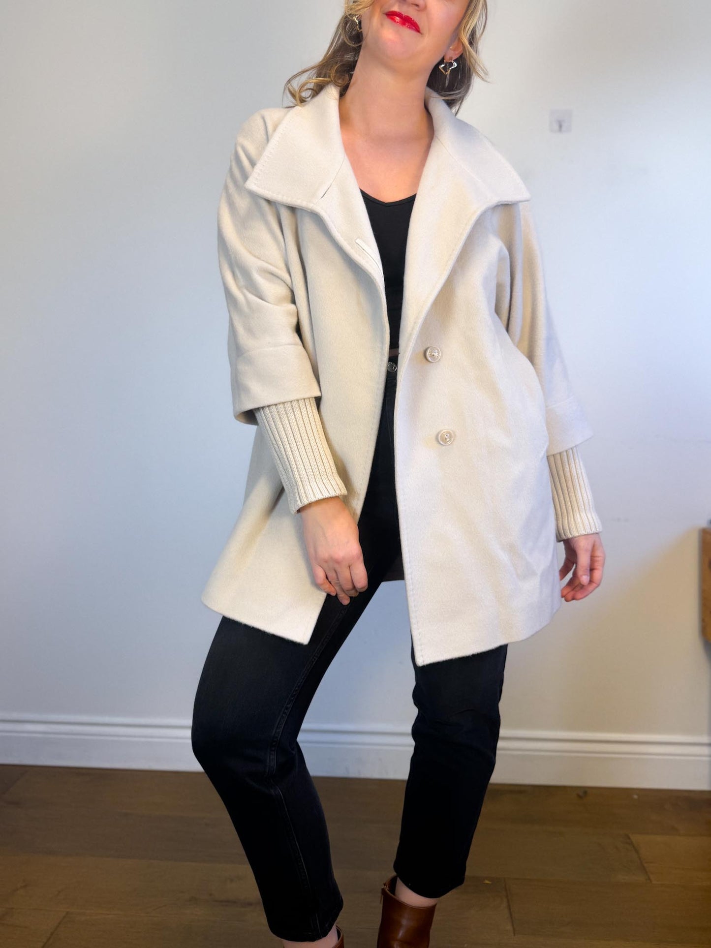 CINZIA ROCCA Designer Wool Peacoat in Grey (Size M/L)