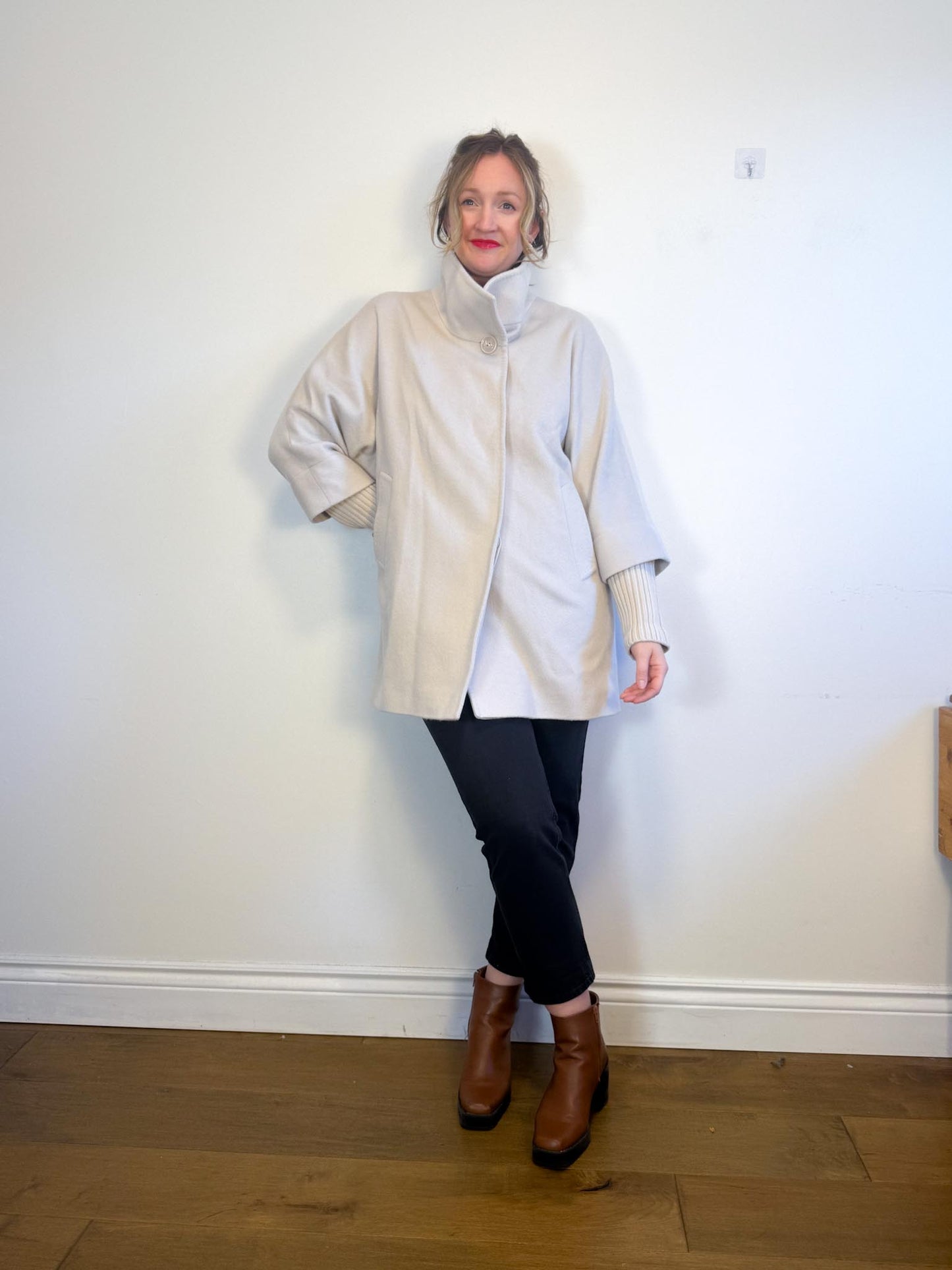 CINZIA ROCCA Designer Wool Peacoat in Grey (Size M/L)