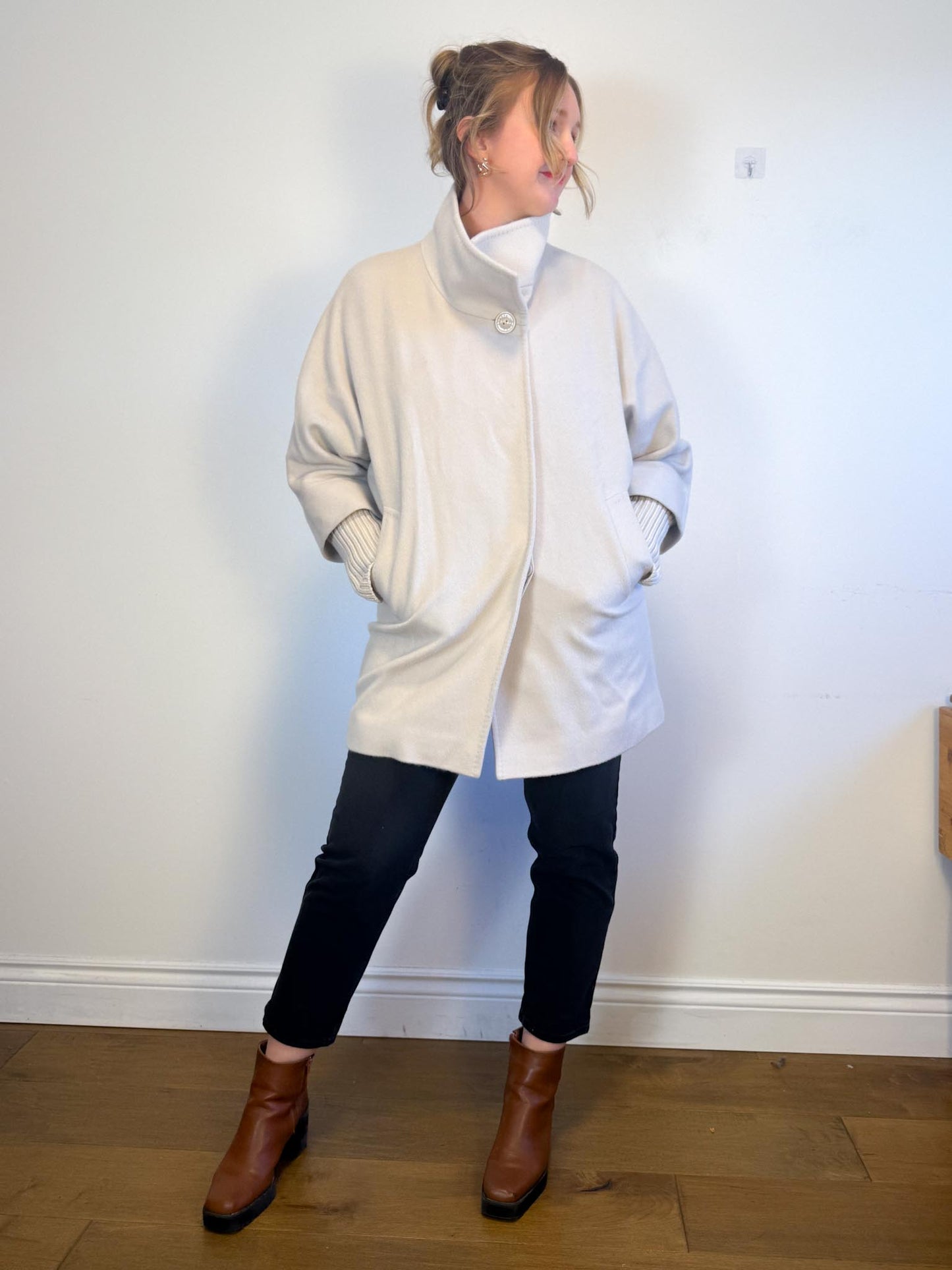 CINZIA ROCCA Designer Wool Peacoat in Grey (Size M/L)