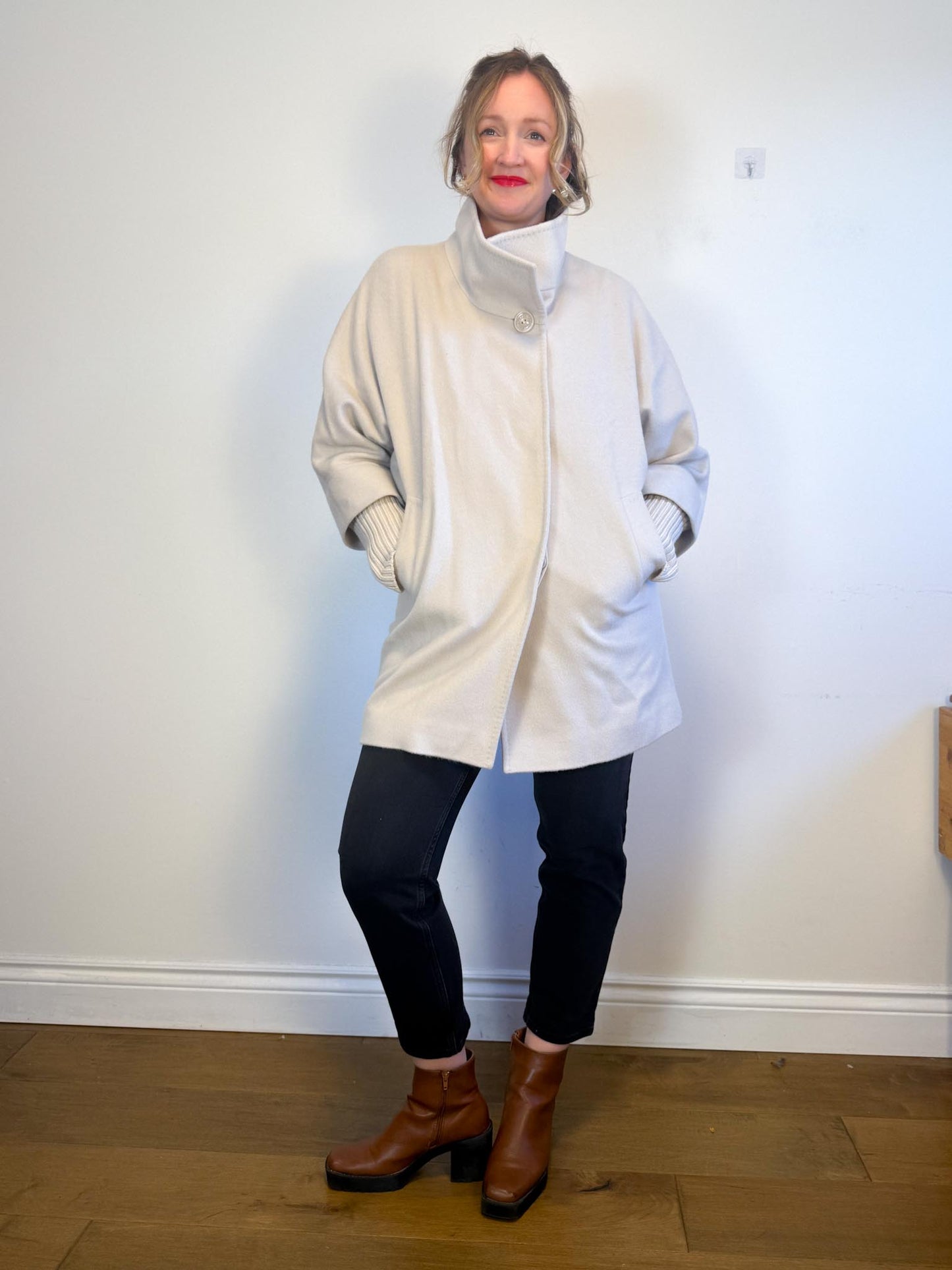 CINZIA ROCCA Designer Wool Peacoat in Grey (Size M/L)