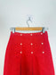 Vintage Red Denim Midi Skirt with Heart Buttons (Size XS/S)