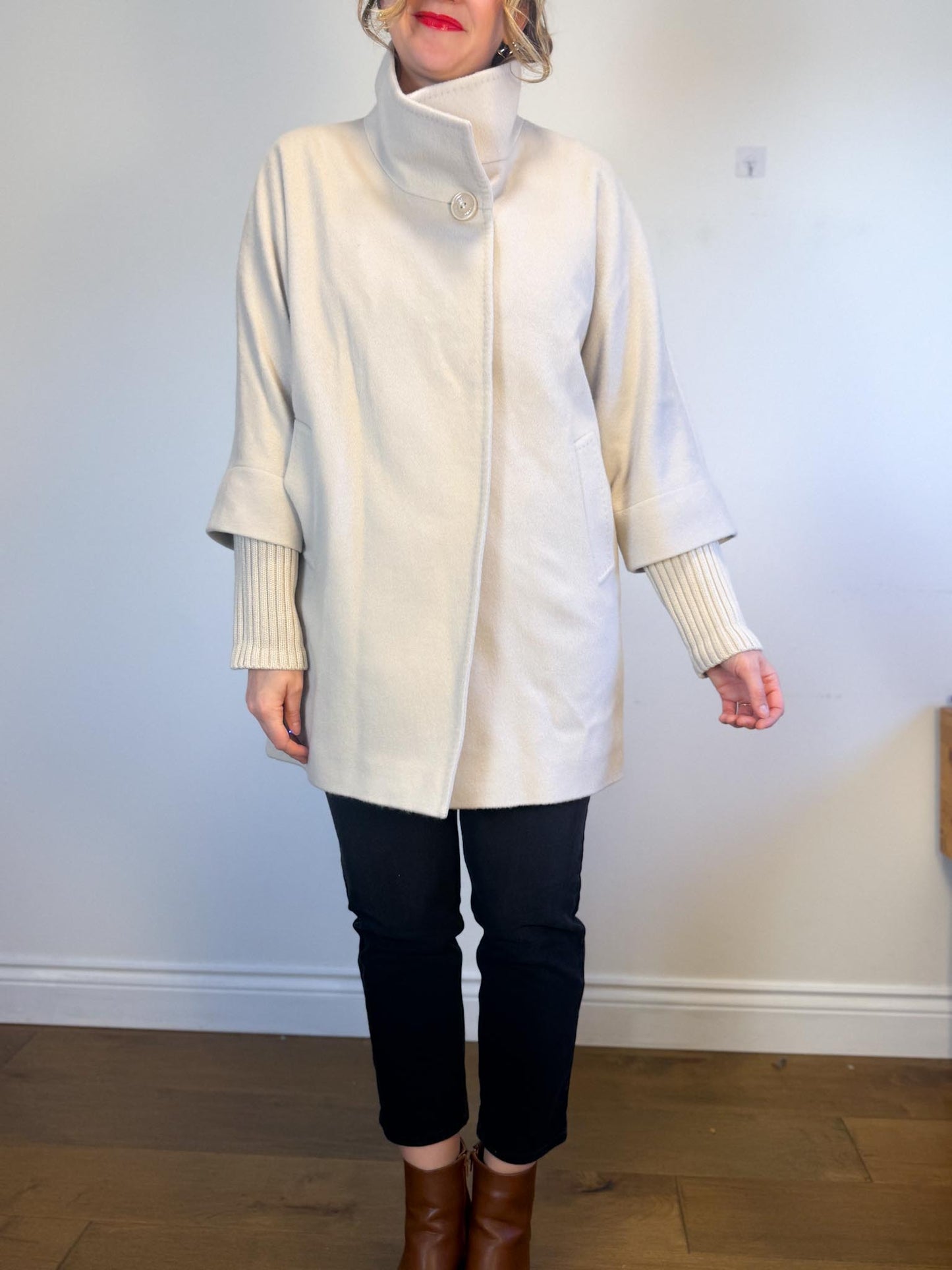 CINZIA ROCCA Designer Wool Peacoat in Grey (Size M/L)