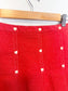 Vintage Red Denim Midi Skirt with Heart Buttons (Size XS/S)