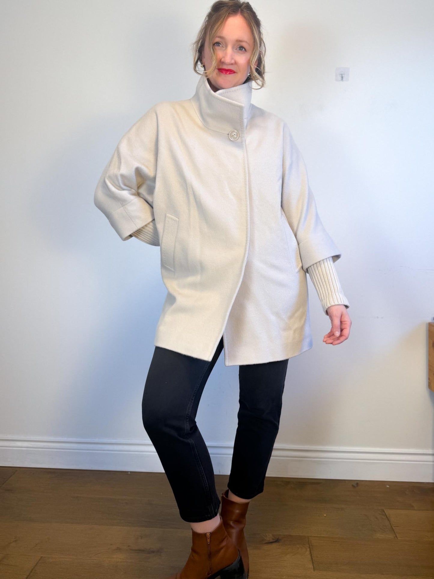 CINZIA ROCCA Designer Wool Peacoat in Grey (Size M/L)