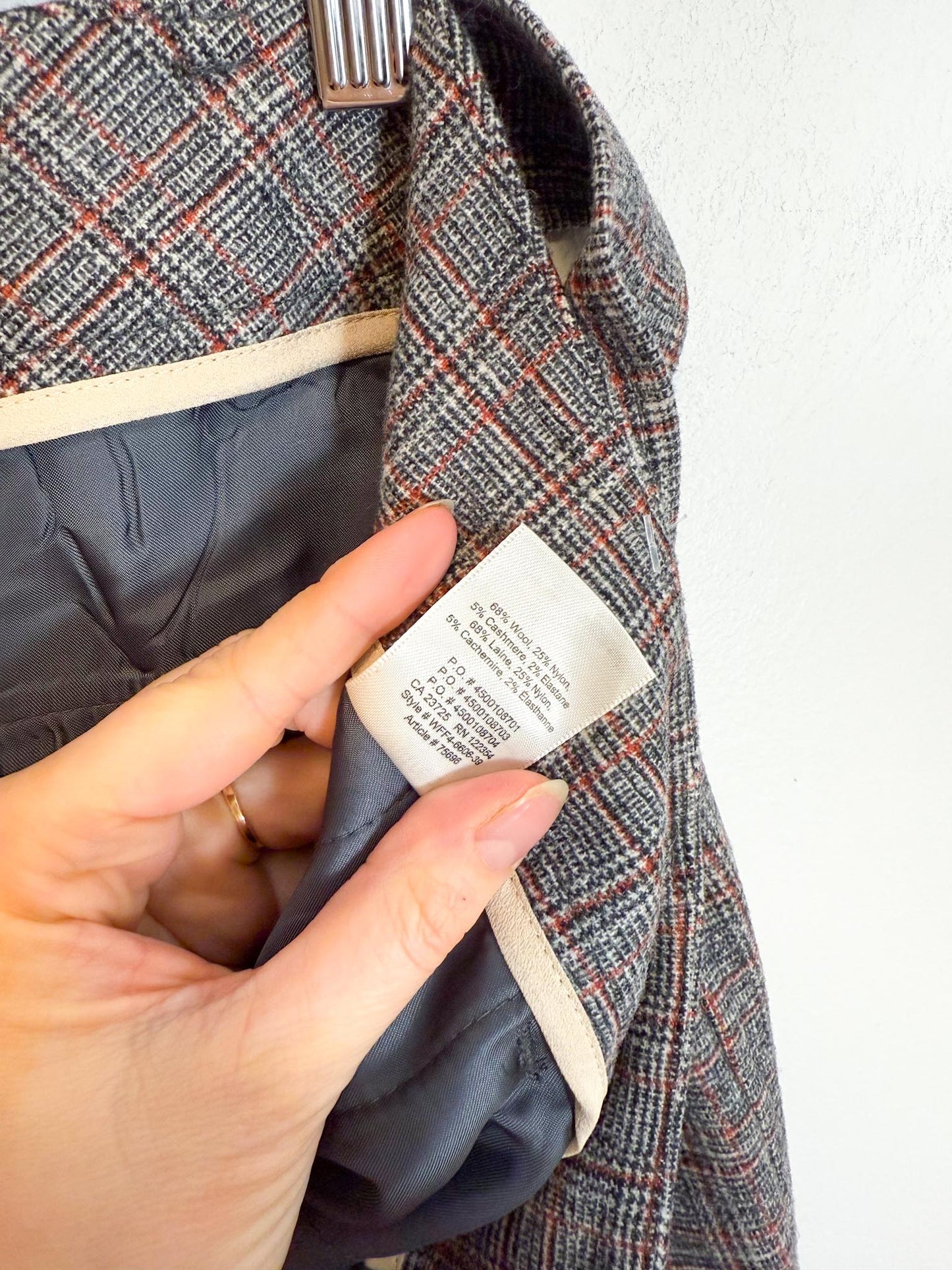 Wilfred "Félicité Tie Belted Wool Cropped Pant in Grey/Red" (Size 12)