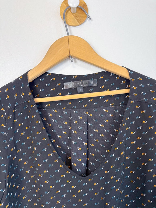 Ninety Eight Snail Print Blouse in Black (Size S)