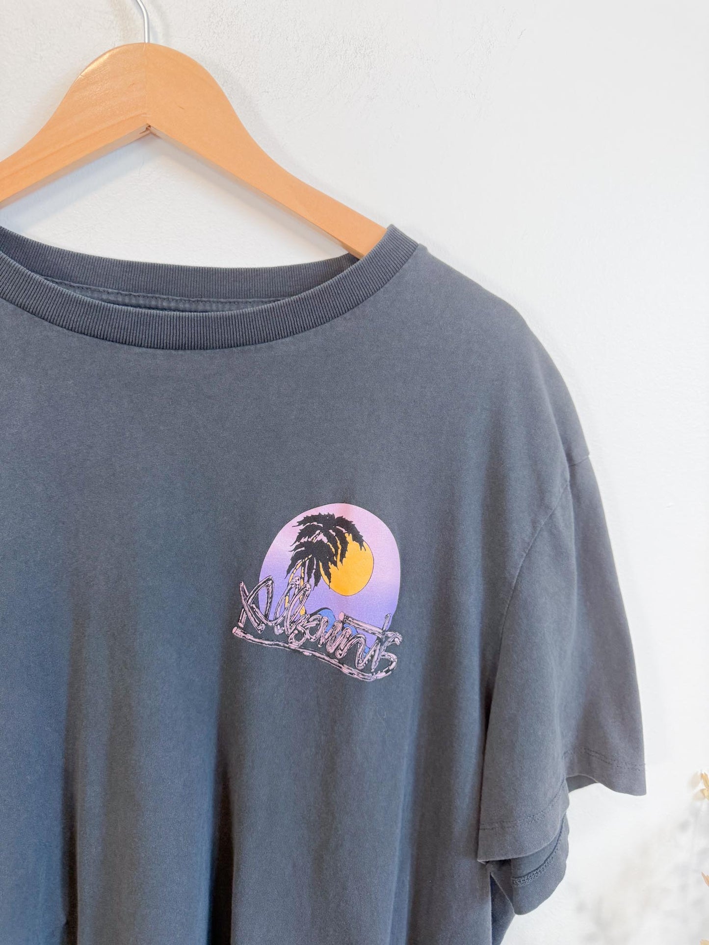ALLSAINTS Oversized Tropical Print T-Shirt in Grey (Size XL)