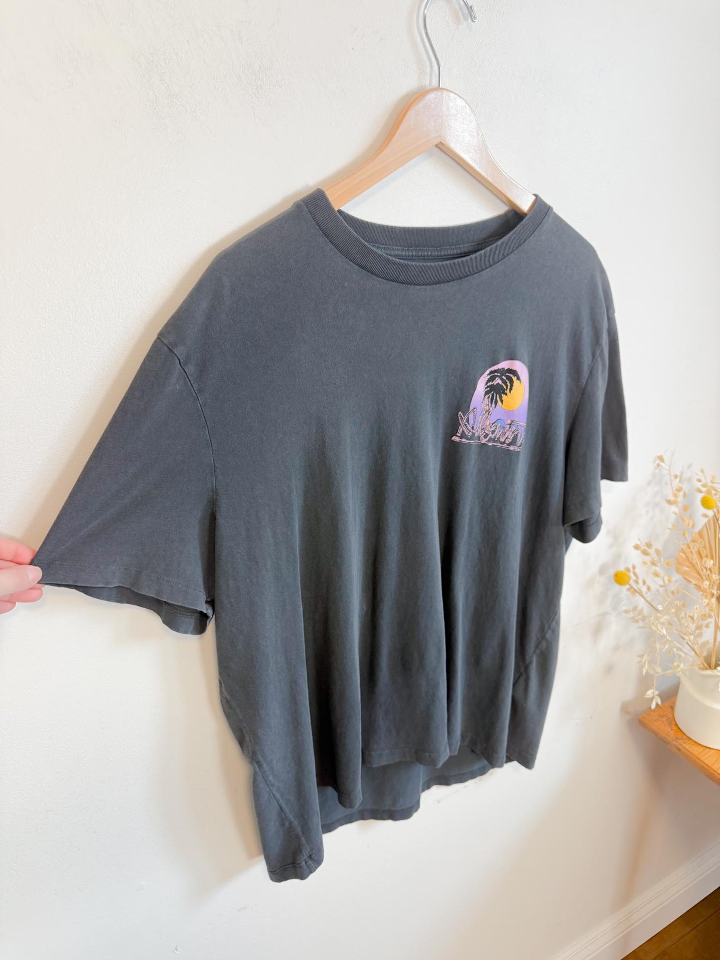 ALLSAINTS Oversized Tropical Print T-Shirt in Grey (Size XL)