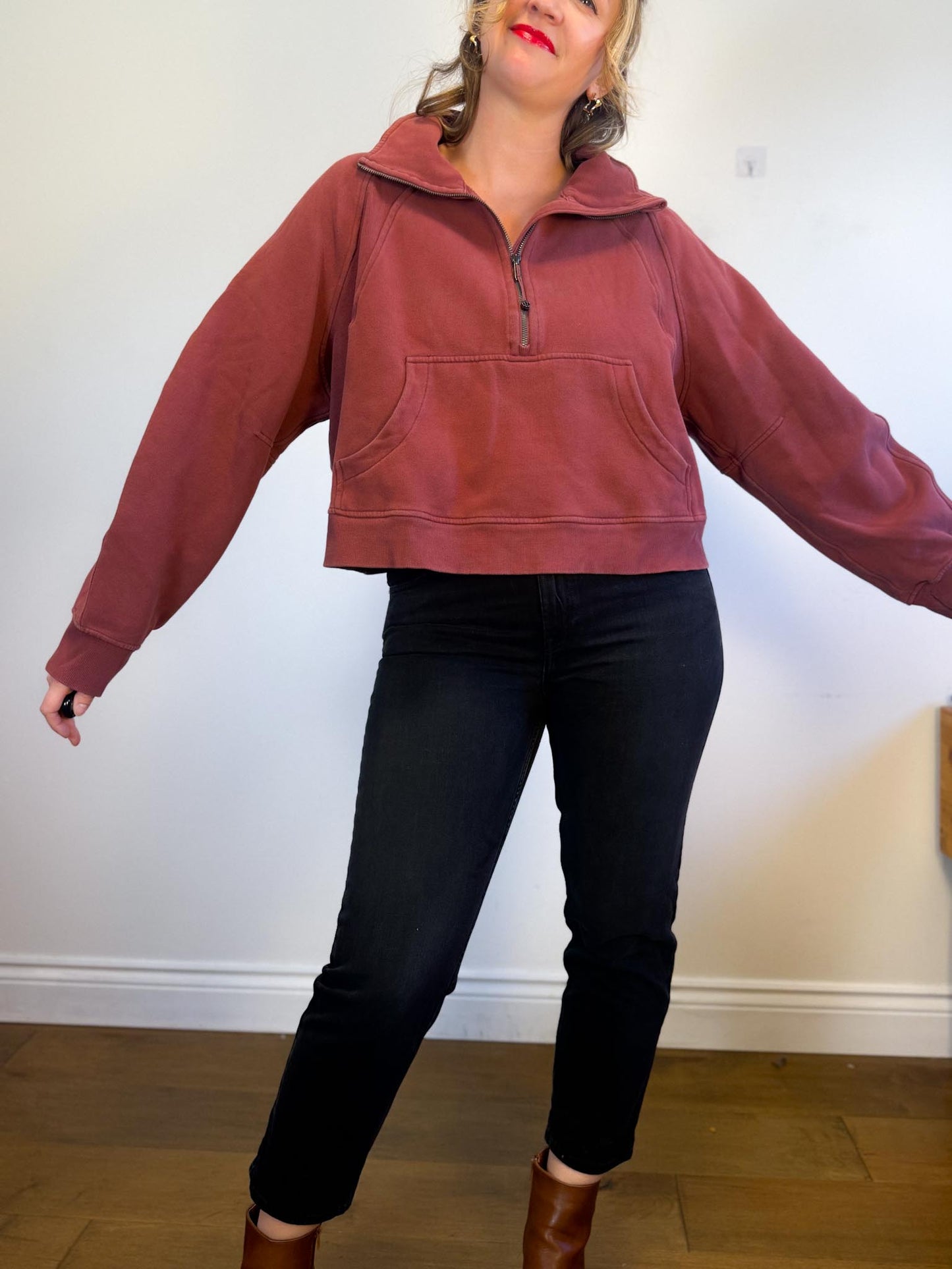 Lululemon "Scuba Oversized Full Zip Hoodie in Maroon" (Size XL/XXL)