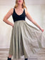 Vintage Full Midi Skirt in Pale Green Grey PLEASE READ (Size S)