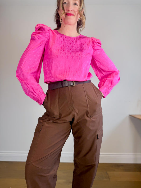 ELLIE MAE Canadian Sustainable  "Lourdes Blouse in Pink Sapphire" (Size S-M)