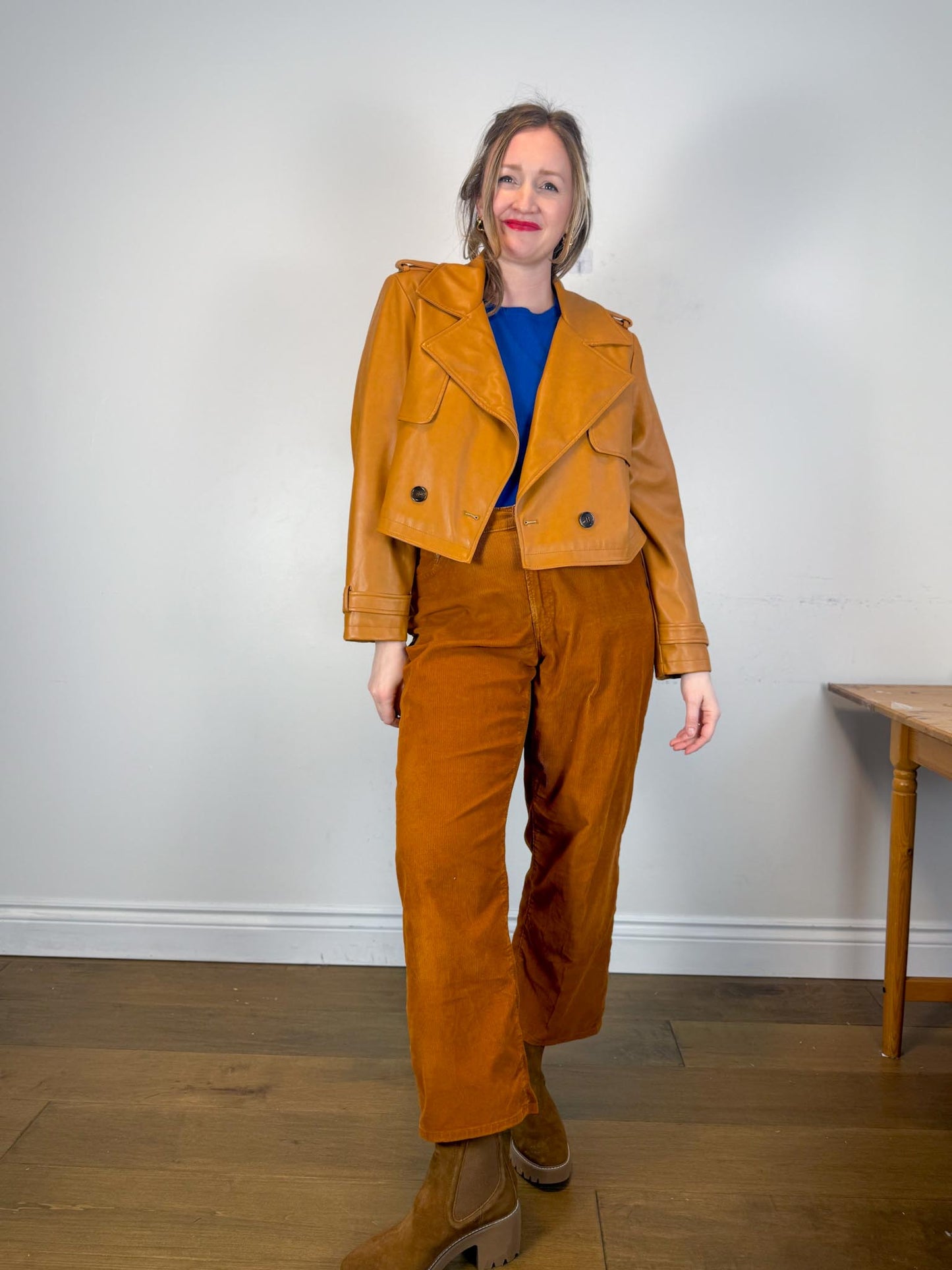 Anthropologie AVEC LES FILLES Faux Leather Cropped Jacket in Camel SOLD AS IS a(Size XL)