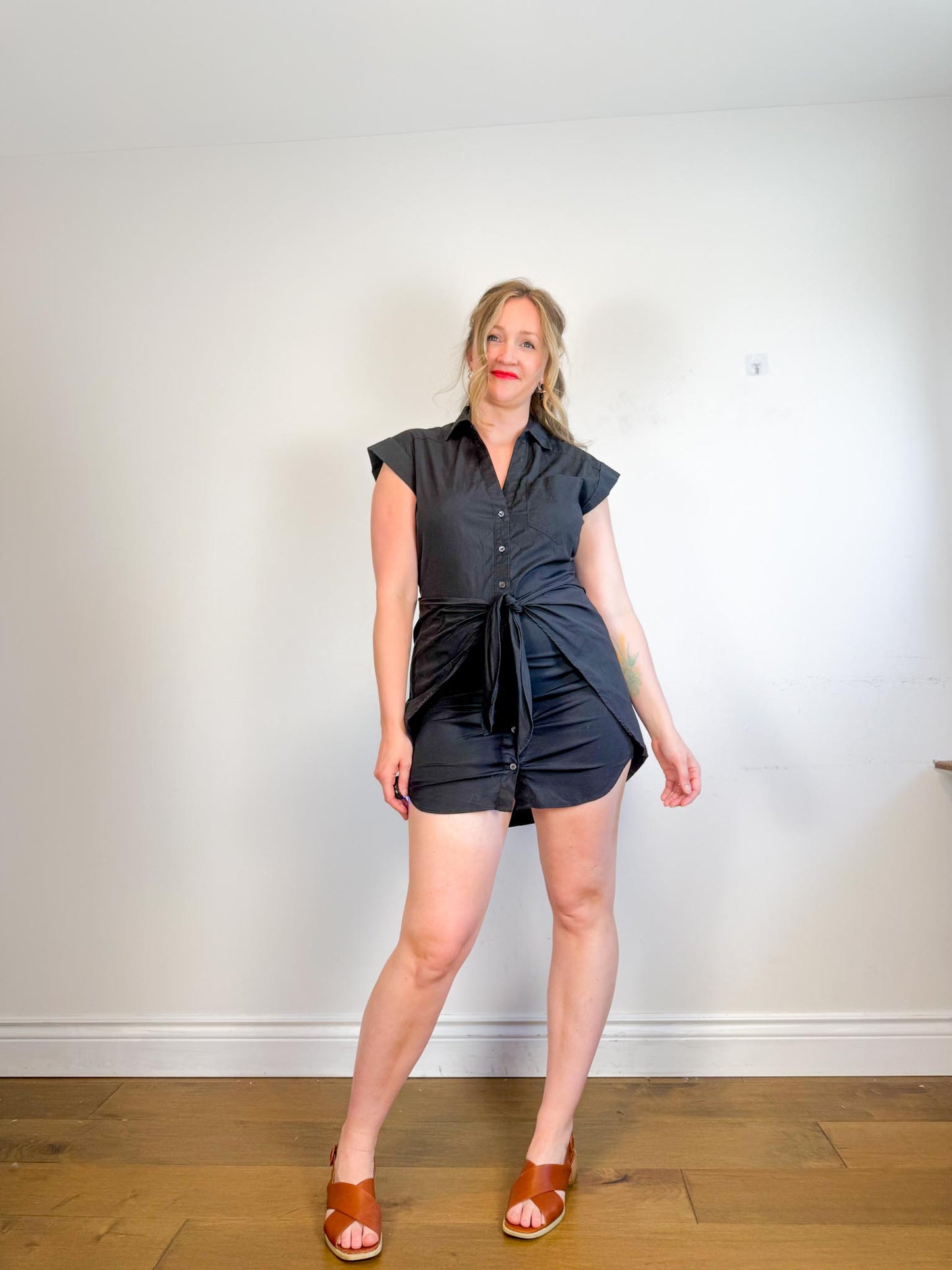 Veronica Beard "Aimee cotton-blend shirt dress in Black" (Size S/M)