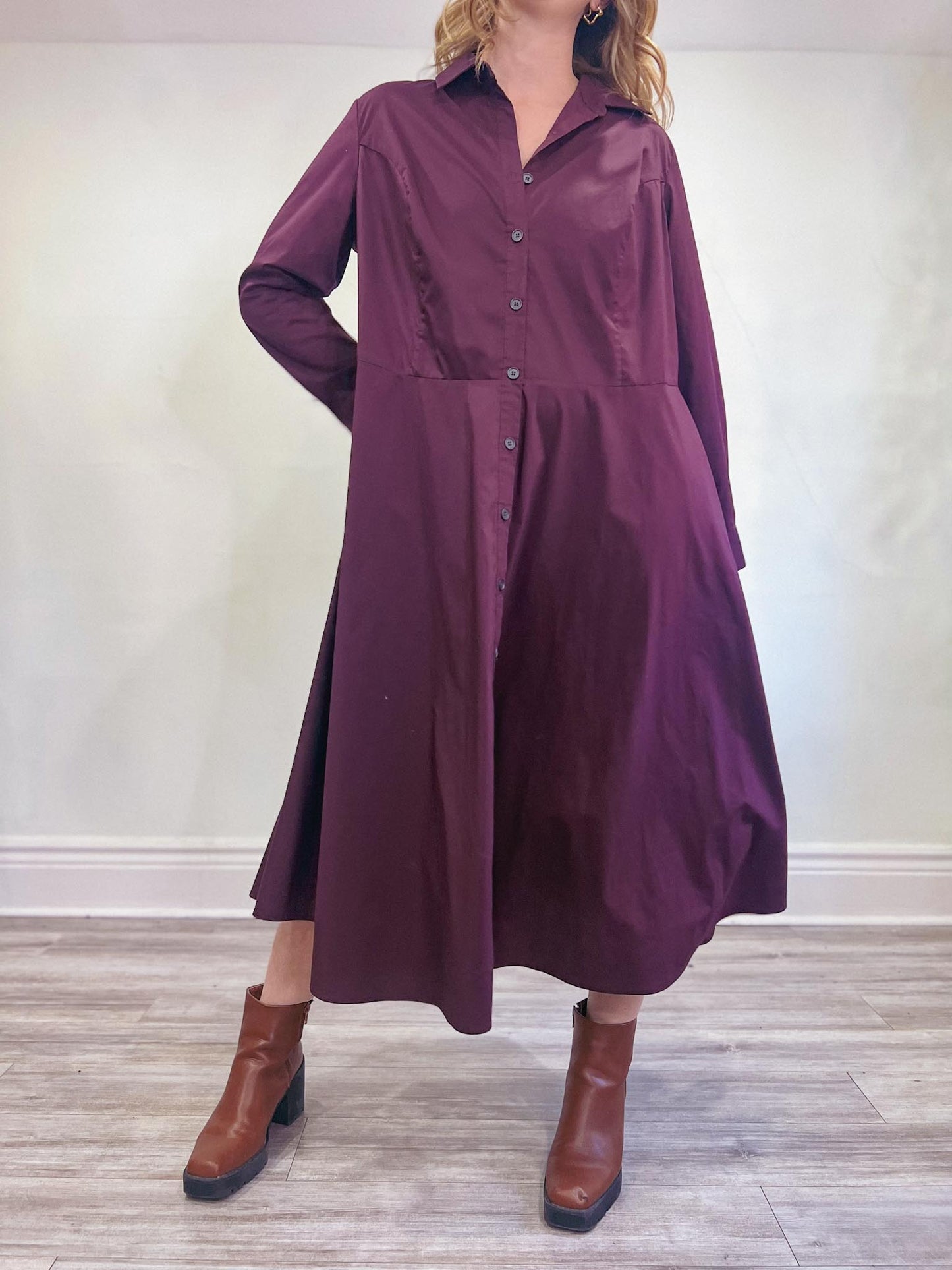 PARI PASSU Designer Shirt Dress in Maroon (Size XXL)