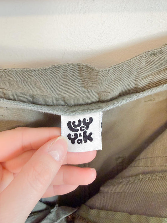 Lucy & Yak Sustainable High Rise Cargo Pants in Green (Size S)