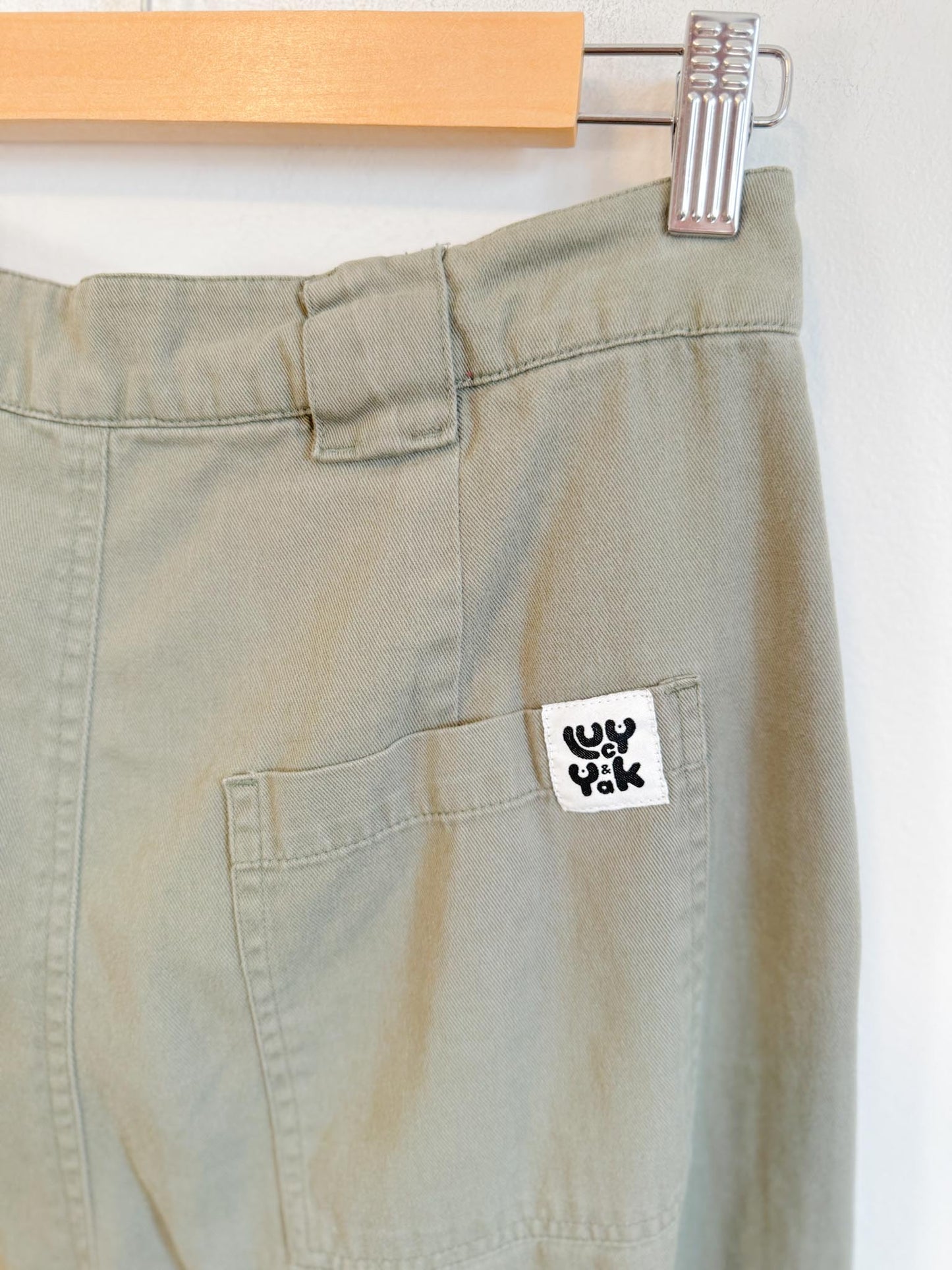Lucy & Yak Sustainable High Rise Cargo Pants in Green (Size S)