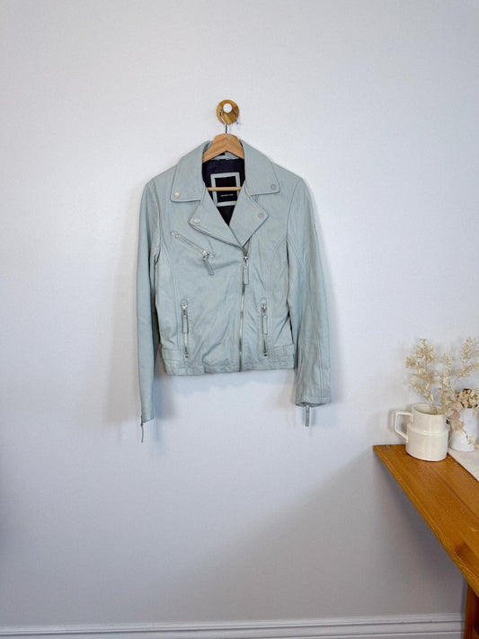 MAURITIUS "Sofia RF Leather Jacket in Light Grey" (Size S)