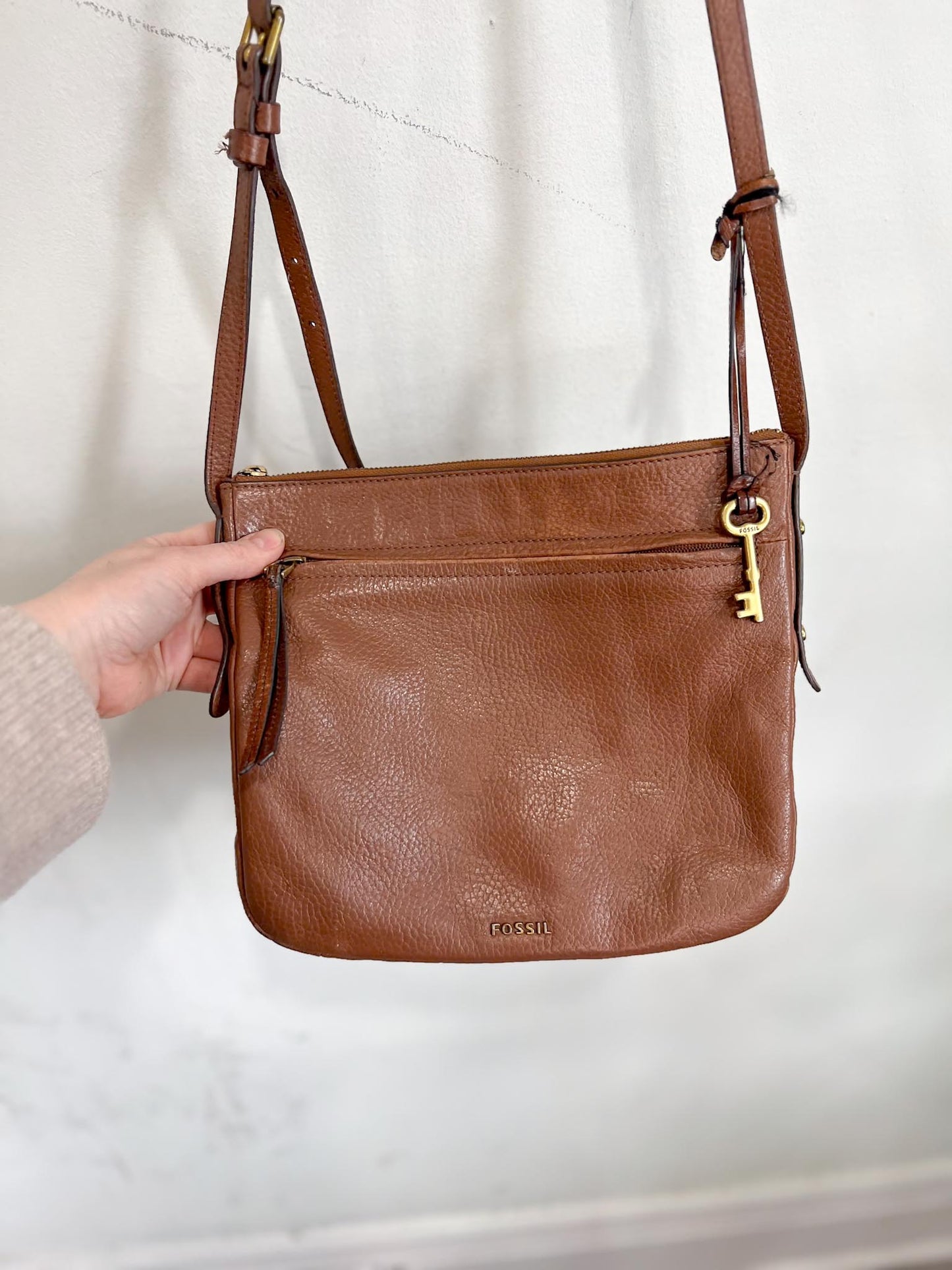 Fossil Leather Crossbody Bag in Brown