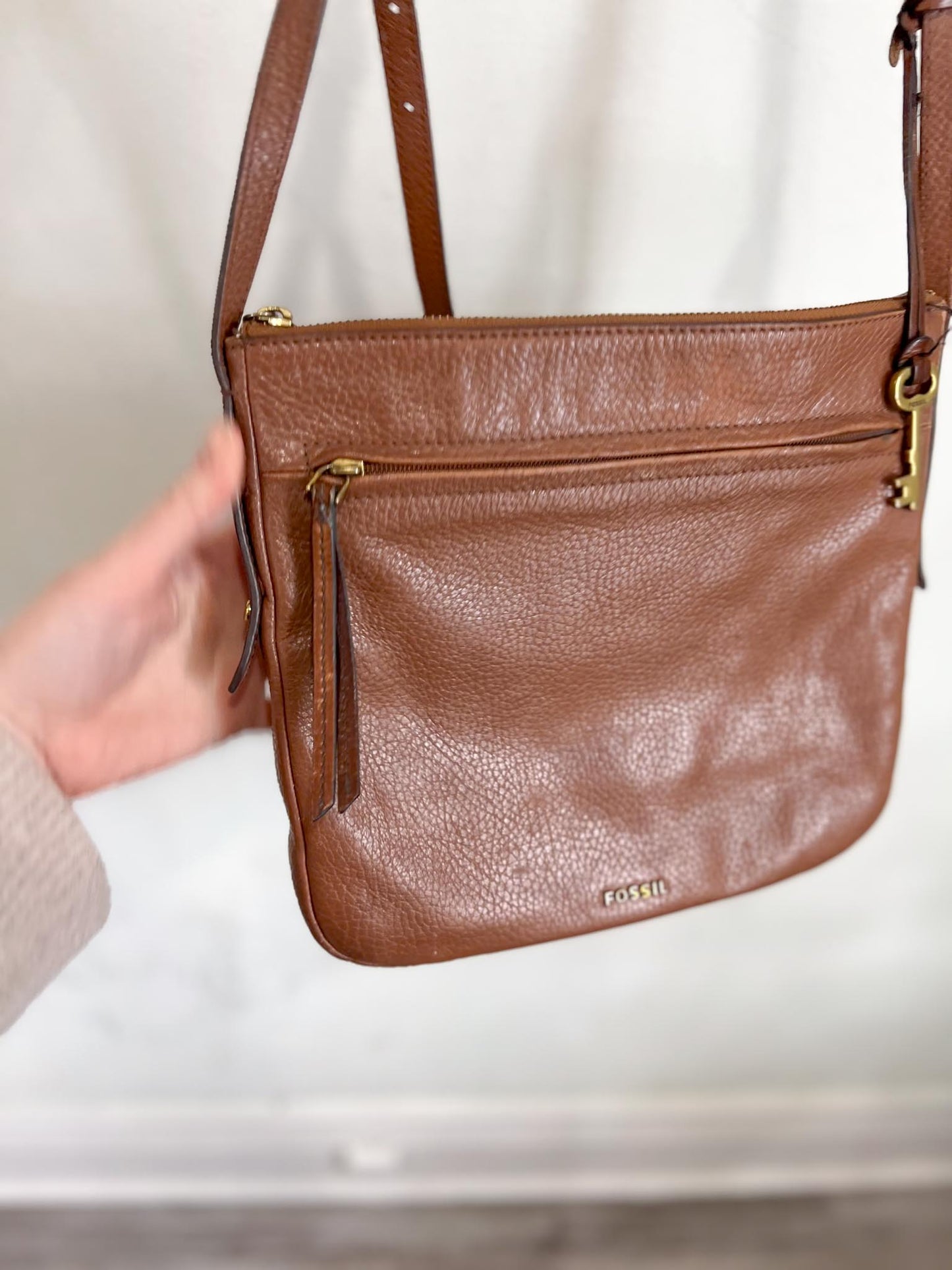 Fossil Leather Crossbody Bag in Brown