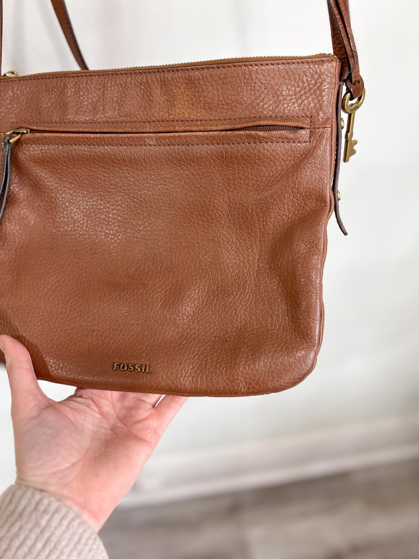 Fossil Leather Crossbody Bag in Brown