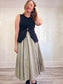 Vintage Full Midi Skirt in Pale Green Grey PLEASE READ (Size S)