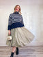 Gap Chunky Knit Striped Turtleneck Sweater in Navy/Off-White (Size M)