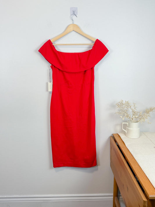 Babaton Off the Shoulder Ruslan Dress in Red NWT (Size 10)