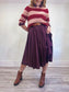 Contemporaine Simons Fuzzy Knit Striped Sweater in Pink/Red (S/M)