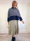 Gap Chunky Knit Striped Turtleneck Sweater in Navy/Off-White (Size M)