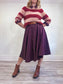 Contemporaine Simons Fuzzy Knit Striped Sweater in Pink/Red (S/M)