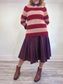 Contemporaine Simons Fuzzy Knit Striped Sweater in Pink/Red (S/M)