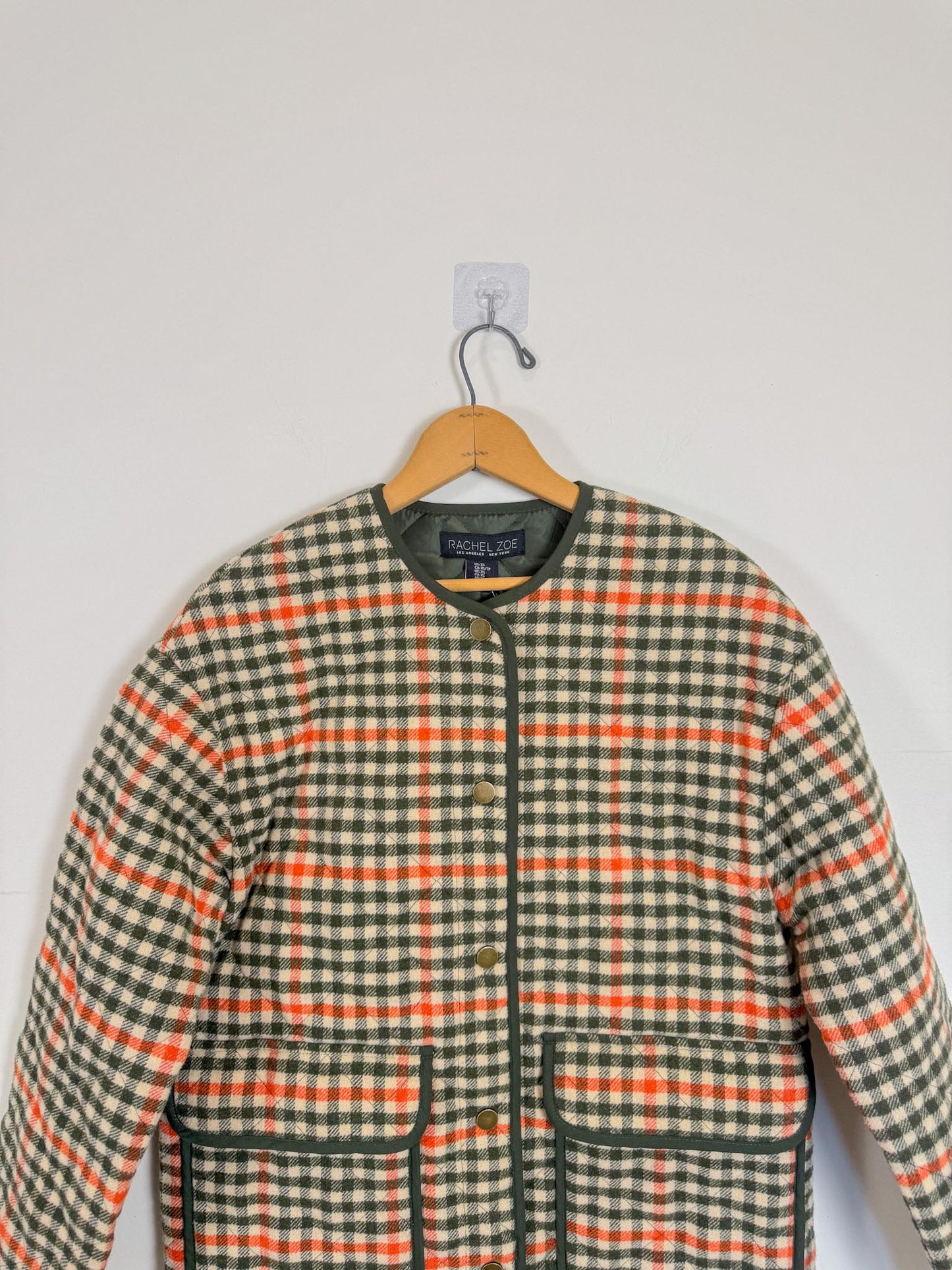 Rachel Zoe Checkered Chore Coat in Green/Red Check NWT (Size XS-M)