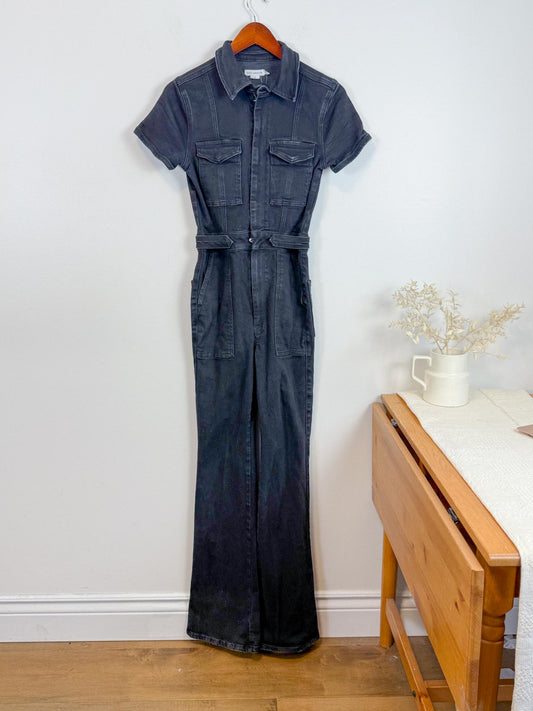 Good American "Fit for Success Bootcut Jumpsuit in Black" (Size S)