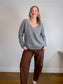 Theory V-Neck Yak & Merino Wool Sweater in Grey (Size L)
