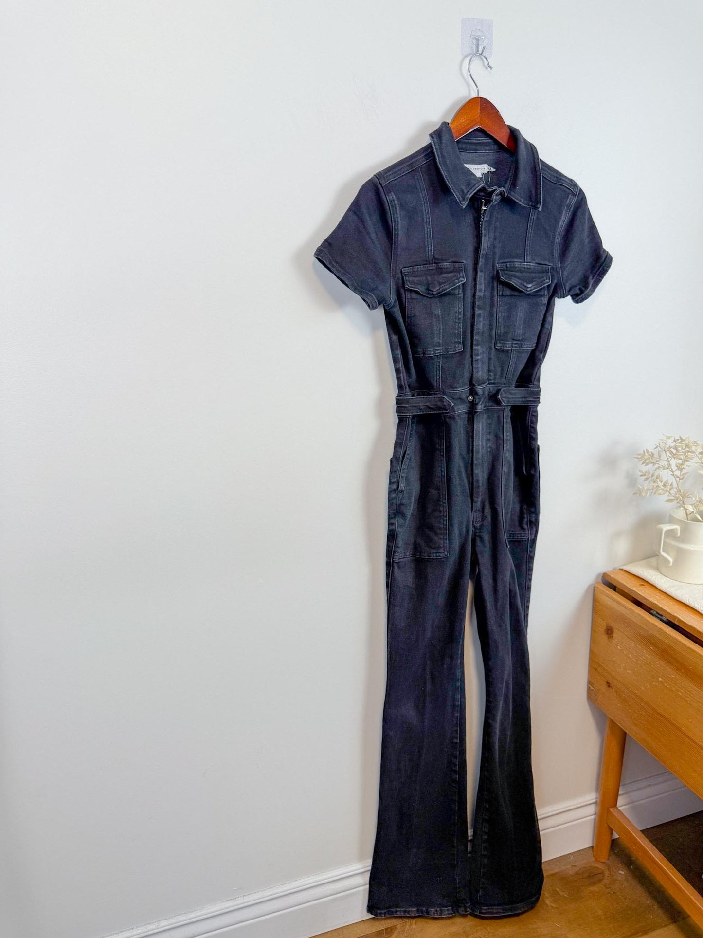 Good American "Fit for Success Bootcut Jumpsuit in Black" (Size S)