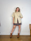 Babaton Frances Faux Leather Shirt in Cream (Size M/L)