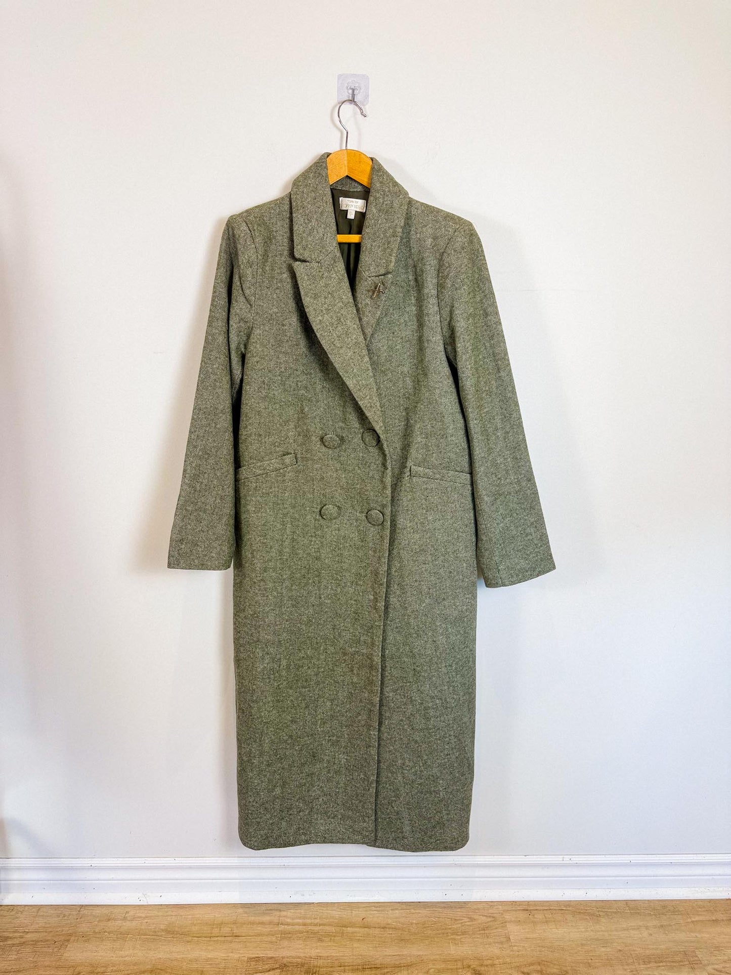 Torn by Ronny Kobo Tyra Peacoat in Moss Green (Size L)