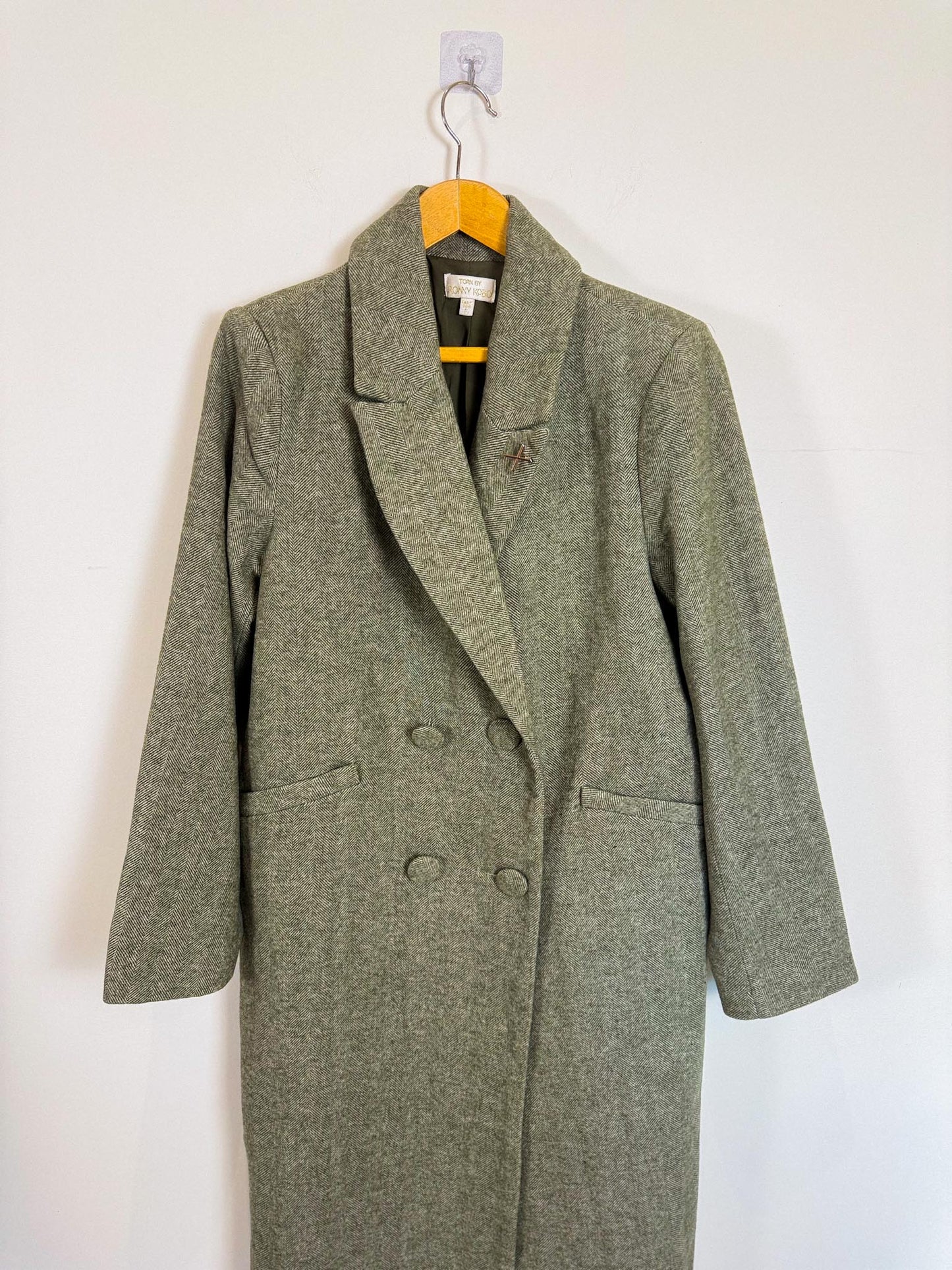 Torn by Ronny Kobo Tyra Peacoat in Moss Green (Size L)