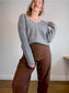 Theory V-Neck Yak & Merino Wool Sweater in Grey (Size L)