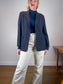 Simons Wool Blend Tweed Blazer in Navy (Size L)
