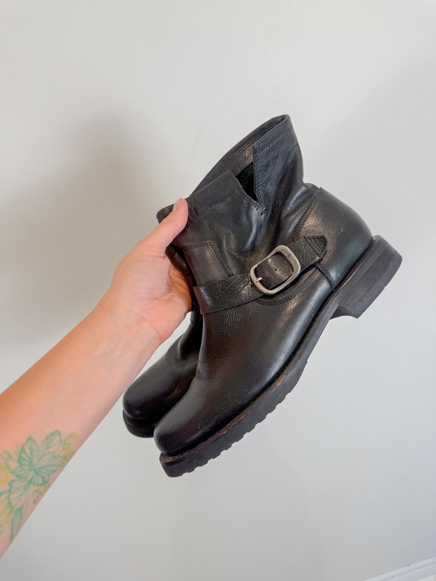 FYRE "Veronica Leather Bootie in Black" (Size 8)