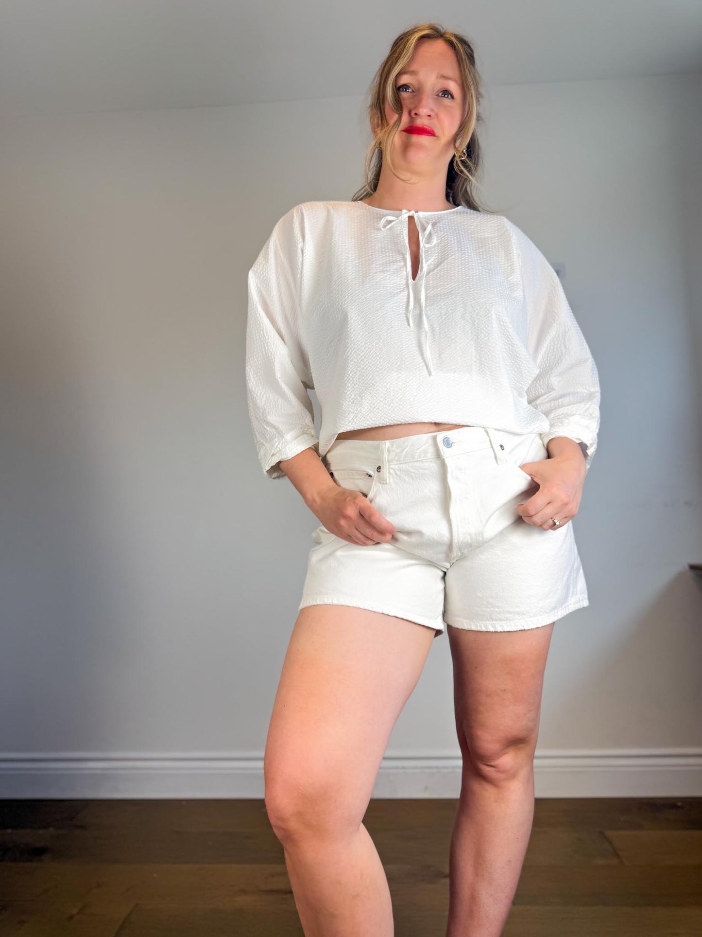 AGOLDE "Parker Long Short in White" NWT (Size 33)