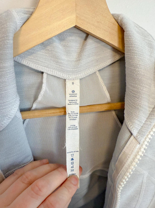 Lululemon Zip Up Athletic Jacket in Grey SOLD AS IS (Size 8)