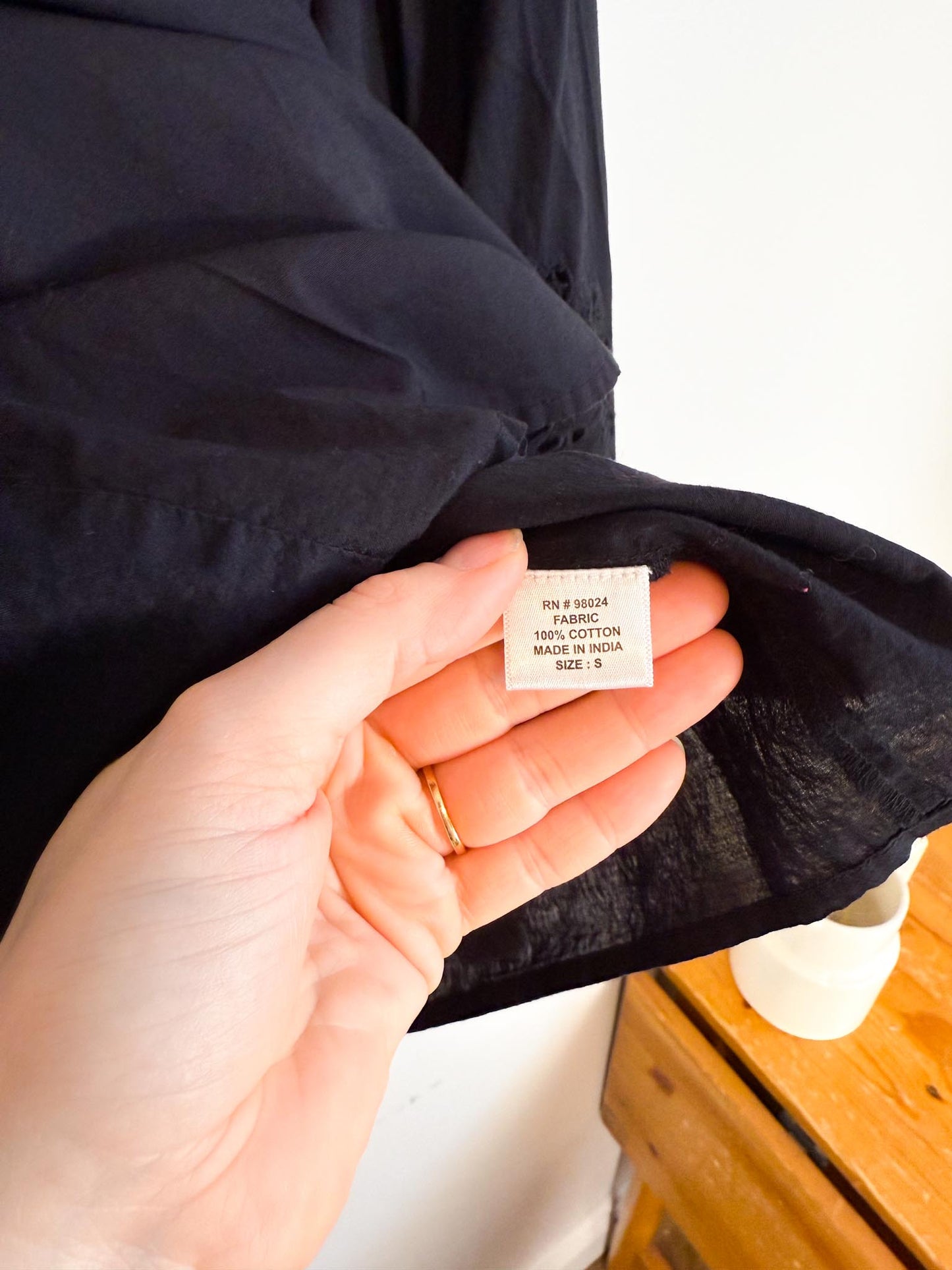 BAILEY /44 Peter Pan Collar Eyelet Blouse in Black (Size S/M)