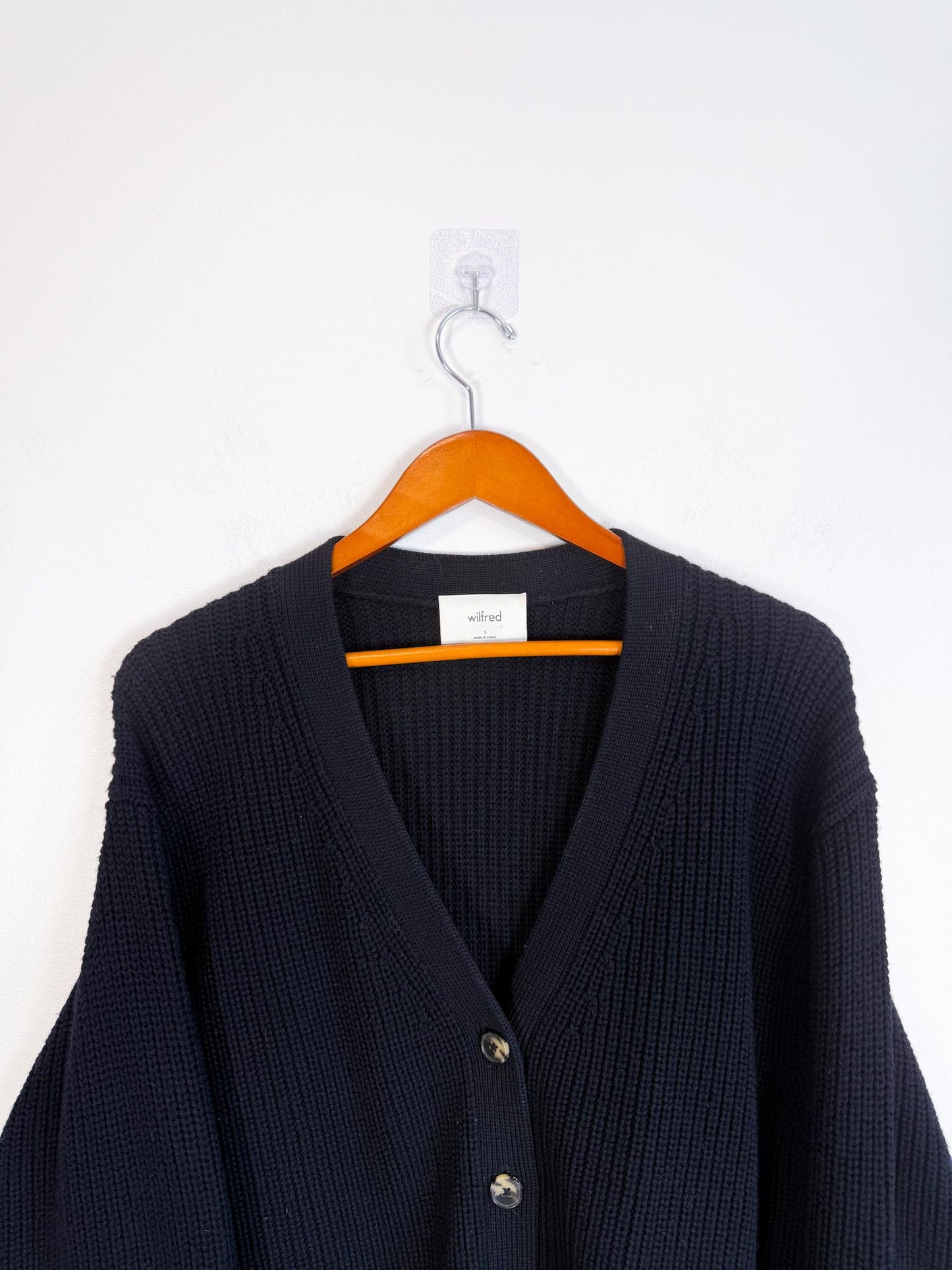Wilfred "Storybook Merino Wool Cardigan in Black" (Size S/M)